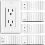 [50 Pack] BESTTEN UL Listed 15A Standard Decor Receptacle Outlet with Wall Plate, None-Tamper-Resistant, Commercial Grade, White