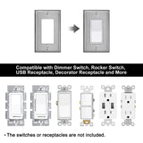 [10 Pack] BESTTEN Decorator Metal Wall Plate with White or Clear Plastic Film, 1 Gang Stainless Steel Outlet Cover, Durable Corrosion Resistant, H4.53-Inch x W2.76-Inch, Brushed Finish