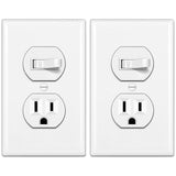 [2 Pack] BESTTEN Combination Toggle Light Switch and Duplex Receptacle Outlet, Single Pole Toggle Wall Switch, Grounded Outlet, Two-in-One Design, 15 Amp, cUL Listed, White