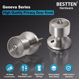 BESTTEN [3 Pack] Privacy Door Lock Set for Bedroom and Bathroom, Geneva Series Door Knob with Removable Latch Plate, All Metal, Satin Nickel Finish
