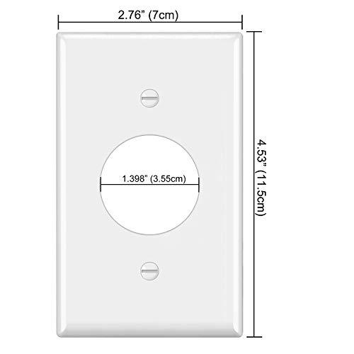 [2 Pack] BESTTEN 1-Gang 1.406-Inch Hole Wall Plate for Single Receptacle Outlet, Unbreakable Polycarbonate Outlet Cover, Standard Size, UL Listed, White