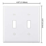 [2 Pack] BESTTEN 2-Gang Toggle Wall Plate, Standard Size, Unbreakable Polycarbonate Toggle Switch Cover, UL Listed, White