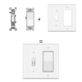 [2 Pack] BESTTEN 2-Gang Combination Wall Plate, 1-Decor/1-Toggle Outlet and Switch Cover, Standard Size, UL Listed, White