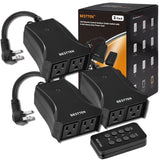 [3 Pack] BESTTEN Wireless Remote Control Outdoor Outlet Switch with 6-Inch Heavy Duty Power Cord, 2 Grounded Outlets, Weatherproof, 15A/125V/1875W, ETL Certified