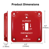 [2 Pack] BESTTEN 1-Gang Red, Emergency Oil Shut-Off Toggle Square Metal Switch Plate for 4"x4" Electrical Box, Code Compliant