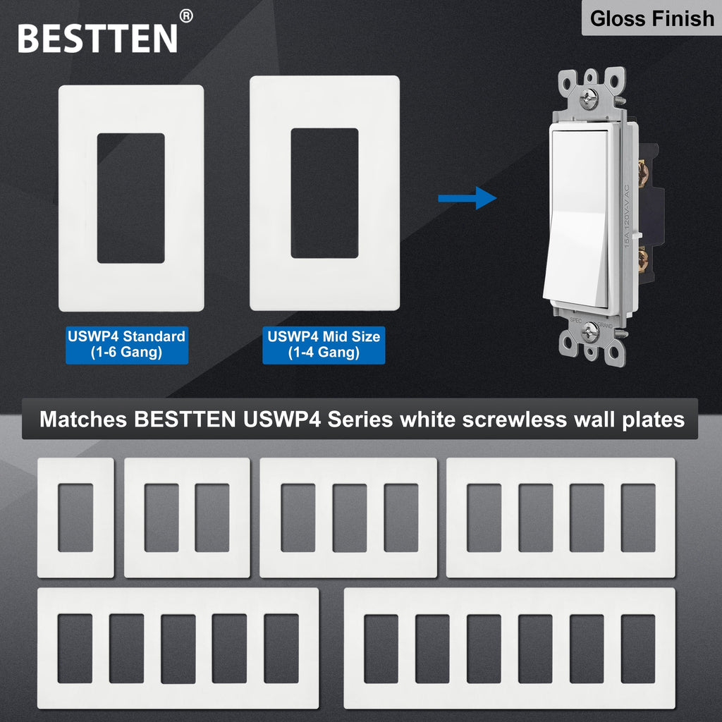 100 Pack] BESTTEN Single-Pole Decorator Wall Light Switch, 15A 120/27 –  BESTTEN US