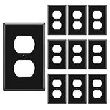 [10 Pack] BESTTEN 1-Gang Duplex Wall Plate, Standard Size, Unbreakable Polycarbonate Receptacle Outlet and Switch Cover, UL Listed, Black