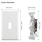 [10 Pack] BESTTEN Single Pole Toggle Light Switch, 15A 120-277V, Commercial and Residential Use, cUL Listed, White