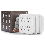 [3 Pack] BESTTEN Multiple Wall Outlet, 6 Outlet Extender, Wall Tap Adapter, Grounded Socket Splitter, ETL/cETL Certified, White