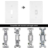 [10 Pack] BESTTEN 1-Gang Toggle Wall Plate, Standard Size, Unbreakable Polycarbonate Toggle Switch Cover, UL Listed, White
