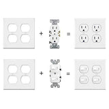 [2 Pack] BESTTEN 2-Gang Duplex Receptacle Wall Plate, Standard Size, Unbreakable Polycarbonate Outlet and Switch Cover, UL Listed, White