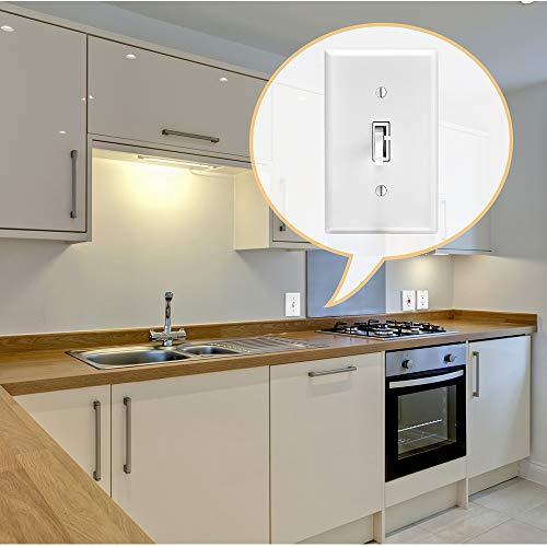 [20 Pack] BESTTEN Toggle Switch Wall Plate, 1-Gang Standard Size Light Switch Cover, Unbreakable Polycarbonate, UL Listed, White