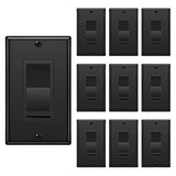 [10 Pack] BESTTEN Dimmer Wall Light Switch, Compatible with Dimmable LED, CFL, Incandescent and Halogen Bulb, Single Pole or 3-Way, 120VAC, UL Listed, Gloss Black