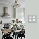 [5 Pack] BESTTEN 2-Gang Duplex Stainless Steel Wall Plate with Ｗhite or Clear Plastic Film, Standard Size, Corrosion Resistant Metal Outlet Cover, Industrial Grade, Brushed Finish, Silver
