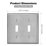 [2 Pack] BESTTEN 2-Gang Toggle Metal Wall Plate with White or Clear Plastic Film, Anti-Corrosion Stainless Steel Light Switch Cover, Industrial Grade Stainless Steel, Standard Size, Brushed Finish
