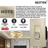 BESTTEN Champagne Gold Dimmer Wall Light Switch, Single Pole or 3-Way, Compatible with Dimmable LED, CFL, Incandescent and Halogen Bulb, 120VAC, Signature Collection, UL Listed