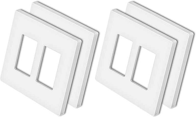 [10 Pack] BESTTEN 2-Gang Mid Size Screwless Wall Plate, USWP4 White Series, H4.85-Inch x W4.92-Inch, Unbreakable Polycarbonate Midway Outlet Cover, for Light Switch, Dimmer, GFCI, USB Receptacle