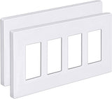[2 Pack] BESTTEN 4-Gang Screwless Wall Plate, USWP6 Snow White Series, Decorator Outlet Cover, H4.69-Inch x L8.35-Inch, for Light Switch, Dimmer, GFCI, USB Receptacle