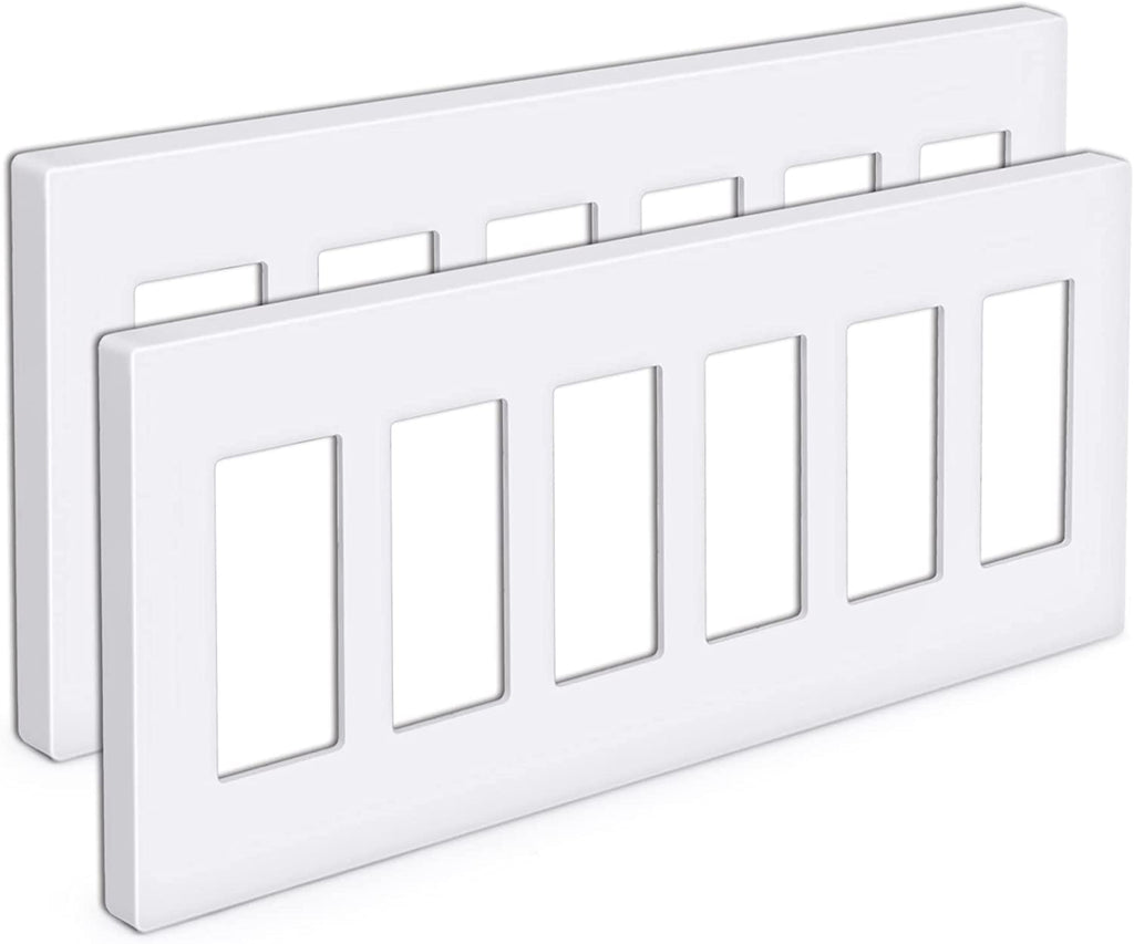 5-Pack Screwless Decorator Outlet Wall Plates – 1 Gang, White, For GFCI & Switches