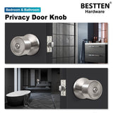 BESTTEN [5 Pack] Interior Privacy Door Knobs, Door Lock Set with Removable Latch Plate, Geneva Series Door Handle for Bedroom or Bathroom, Satin Nickel