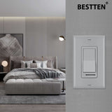[10 Pack] BESTTEN Dimmer Switch, 3 Way or Single Pole, for Dimmable LED Light, Halogen and Incandescent Bulbs, UL Listed, Gray