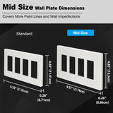 BESTTEN [2 Pack] 4-Gang Modern Designer Midway Screwless Wall Plate, USWP4 Gloss White Series, Unbreakable Mid Size Outlet Cover, H4.88” x W8.58”, Impact Resistant Switch Plate