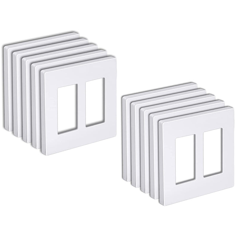 [10 Pack] BESTTEN 2-Gang Screwless Wall Plate, USWP6 Snow White Series, Decorator Outlet Cover, H4.69-Inch x W4.73-Inch, for Light Switch, Dimmer, GFCI, USB Receptacle