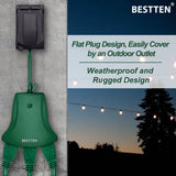 [2 Pack] BESTTEN Wireless Outdoor Remote Control Outlet Switch with 6-Inch Heavy Duty Power Cord, 3 Grounded Outlets, 15 Amp Electrical Plug, Weatherproof, ETL Certified, Green