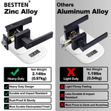 BESTTEN [10 Pack] Keyed Different Oil Rubbed Bronze Square Entry Door Handle with Removable Latch Plate, Contemporary Entrance Door Lever, for Commercial and Residential Use
