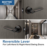 BESTTEN Oil Rubbed Bronze Passage Door Lever with Removable Latch Plate, Vienna Series All Metal Contemporary Round Hall Closet Door Handle, for Commercial and Residential Use