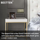 [2 Pack] BESTTEN Grand Collection 4 Gang Zinc Alloy Aged Brass Toggle Switch Metal Wall Plates Cover, Stainless Steel Antique Brass Light Switch Cover, Corrosion Resistant