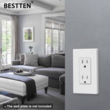 [10 Pack] BESTTEN Decorator Electrical Wall Outlet Receptacle, Non-Tamper-Resistant, 15A/125V/1875W, for Residential and Commercial Use, UL Listed, White