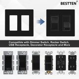 [10 Pack] BESTTEN 2-Gang Black Screwless Wall Plate, Unbreakable Polycarbonate Outlet Cover, H4.69-Inch x W4.73-Inch, for Light Switch, Dimmer, GFCI, USB Receptacle