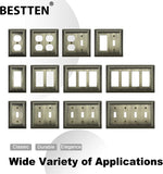 [5 Pack] BESTTEN 2 Gang Aged Brass Zinc Alloy Metal Decorator Wall Plate, Grand Collection Decor Antique Brass Outlet Cover for Switch or Receptacle, Durable Corrosion Resistant