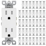 [40 Pack] BESTTEN 15 Amp Decorator Electrical Wall Receptacle Outlet, Child Safe Tamper Resistant, 15A/125V/1875W, Residential and Commercial Use, cUL Listed, White