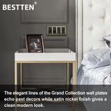 [2 Pack] BESTTEN Grand Collection 4 Gang Zinc Alloy Aged Brass Metal Decorator Wall Plate, Stainless Steel Decor Antique Brass Outlet Cover for Switch or Receptacle, Durable Corrosion Resistant