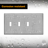 [2 Pack] BESTTEN 4-Gang Combo Metal Wall Plate with White or Clear Plastic Film, 1-Blank/3-Toggle, Anti-Corrosion Stainless Steel Light Switch Cover, Standard Size, Brushed Finish, Silver