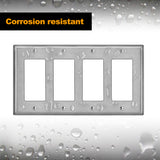 [2 Pack] BESTTEN 4-Gang Decor Metal Wall Plate with ?????????¡§????o?????????¡§????????????¡ì???|hite or Clear Plastic Film, Stainless Steel Outlet Cover, H4.53" x W8.23", Standard Size