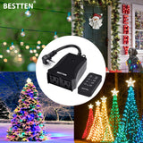 [3 Pack] BESTTEN Wireless Remote Control Outdoor Outlet Switch with 6-Inch Heavy Duty Power Cord, 2 Grounded Outlets, Weatherproof, 15A/125V/1875W, ETL Certified
