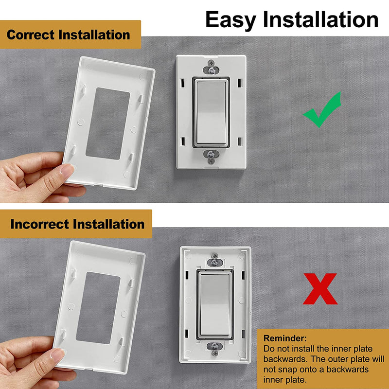 [10 Pack] BESTTEN 2-Gang USWP4 White Series Screwless Wall Plate, Decorative Outlet Cover, H4.69-Inch x W4.73-Inch, for Light Switch, Dimmer, USB, GFCI, Receptacle