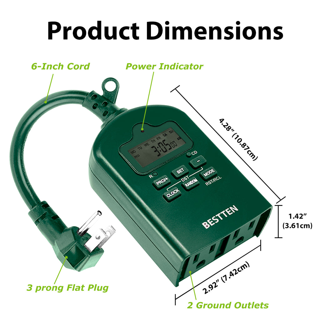 Outlet Timer Mechanical Countdown 15 Minute to 24 Hours 125V US Standard  Auto Shut Off Power