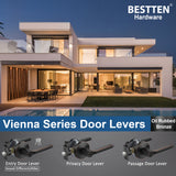 BESTTEN [5 Pack Heavy Duty Oil Rubbed Bronze Entry Door Lever, with Removable Latch Plate, Keyed Entry Locks, All Metal Door Handle for Exterior and Interior, Keyed Different