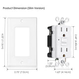 GFCI Outlet by BESTTEN, Slim Tamper-Resistant (TR) GFI Duplex Receptacle with LED Indicator, 15A/125V Auto-Test Ground Fault Circuit Interrupter with Decor Wall Plate, White, USG5 Series